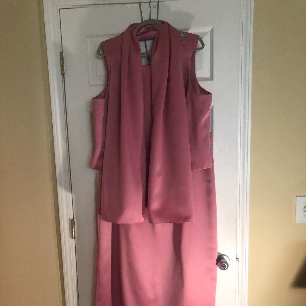 Michaelangelo Pink Satin Gown with Shawl- Size 20